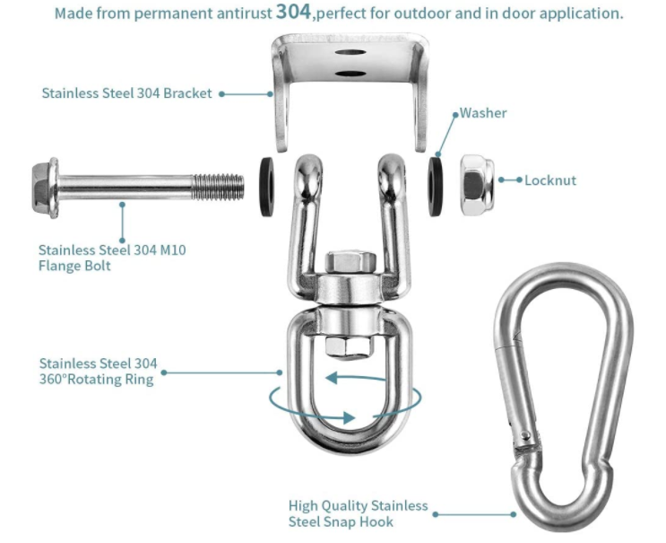 Heavy Duty Punching Bag Swivel Hanger 360 Rotating Outdoor Patio Porch Swing Hardware