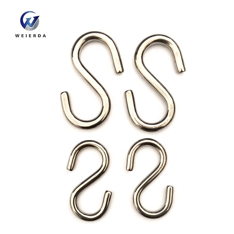 Custom Various Models Stainless Steel 90 Degree Metal Small S Shape Hooks For Hanging