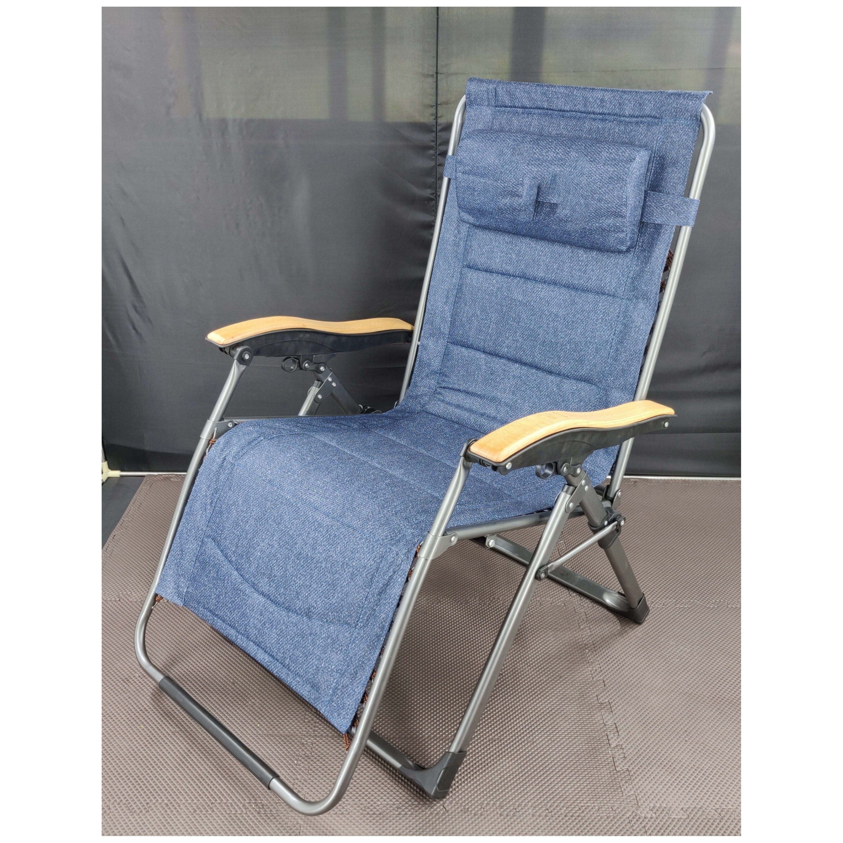 350lbs Capacity Patio Reclining Recliner Lounge Zero Gravity Chair Padded Lawn Chair With Headrest And Wooden Armrest