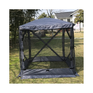 Camping Outdoor Luxury Hexagonal Screen Gazebo Canopy Tent with Mesh Netting Sidewalls Fiberglass Pop up Gazebo