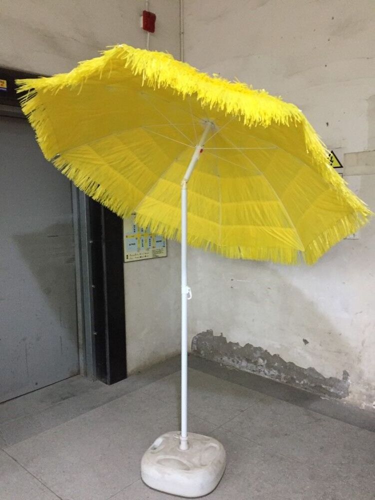 Premium Anti-uv Outdood White Outdoor Beach Umbrella With Fringe Tiki Outdoor Grass Umbrella