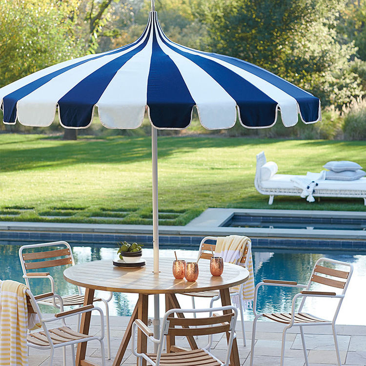 Tiki Pagoda Navy White Stripes Patio Umbrella Pagoda Umbrella Canopy