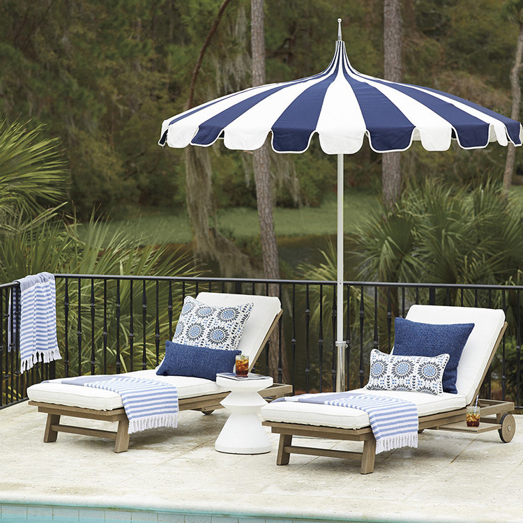 Tiki Pagoda Navy White Stripes Patio Umbrella Pagoda Umbrella Canopy