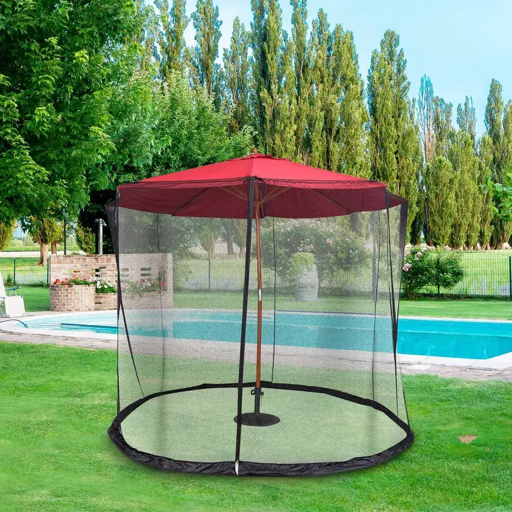 9/10ft Outdoor Umbrella ScreenAdjustable Table Screen Mosquito Net Bug Insect Net Mesh For Outdoor Patio Garden