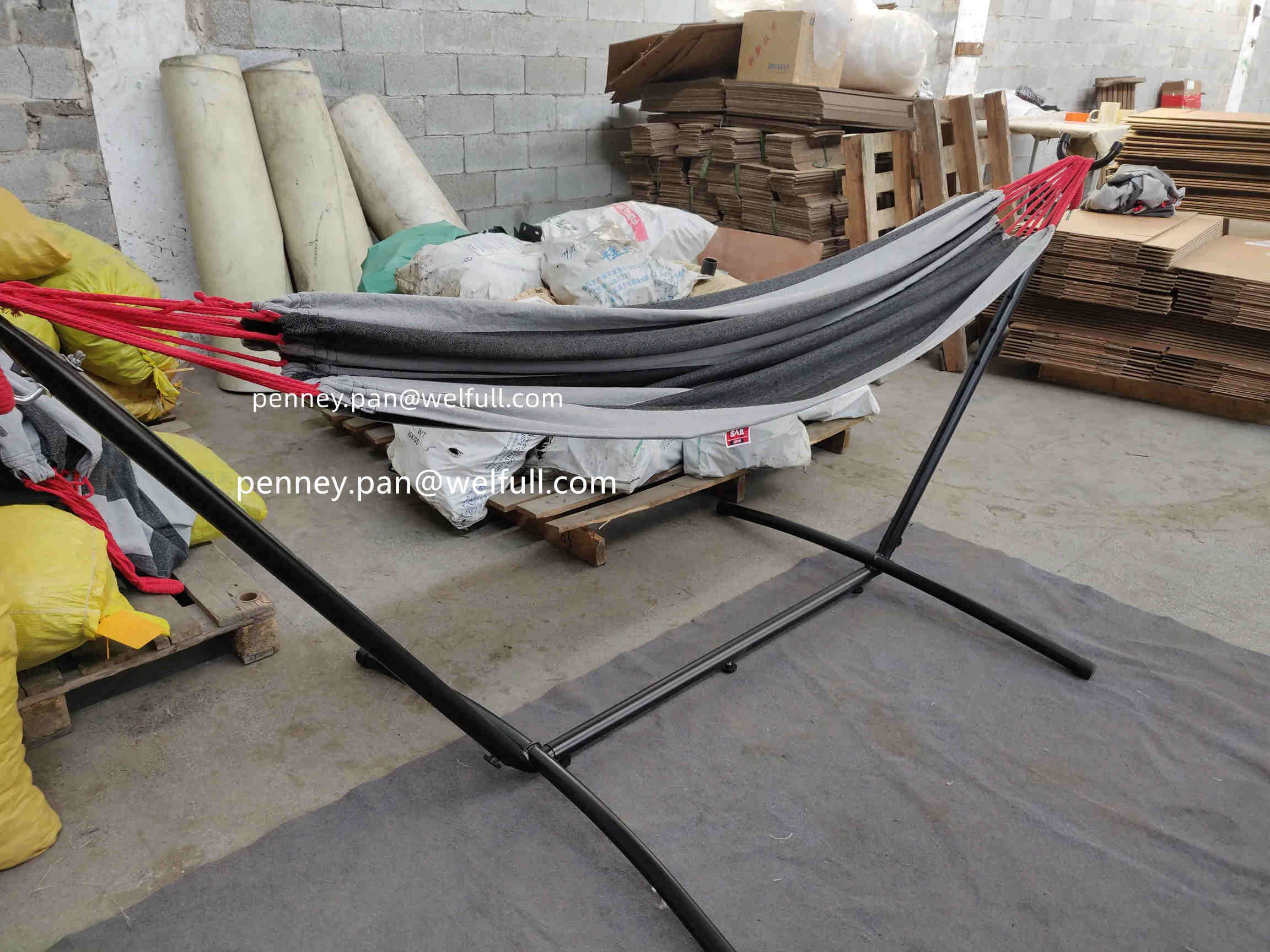 Large Double  cotton Portable Heavy Duty steel frame Outdoor Indoor Hammock Bed  with Stand