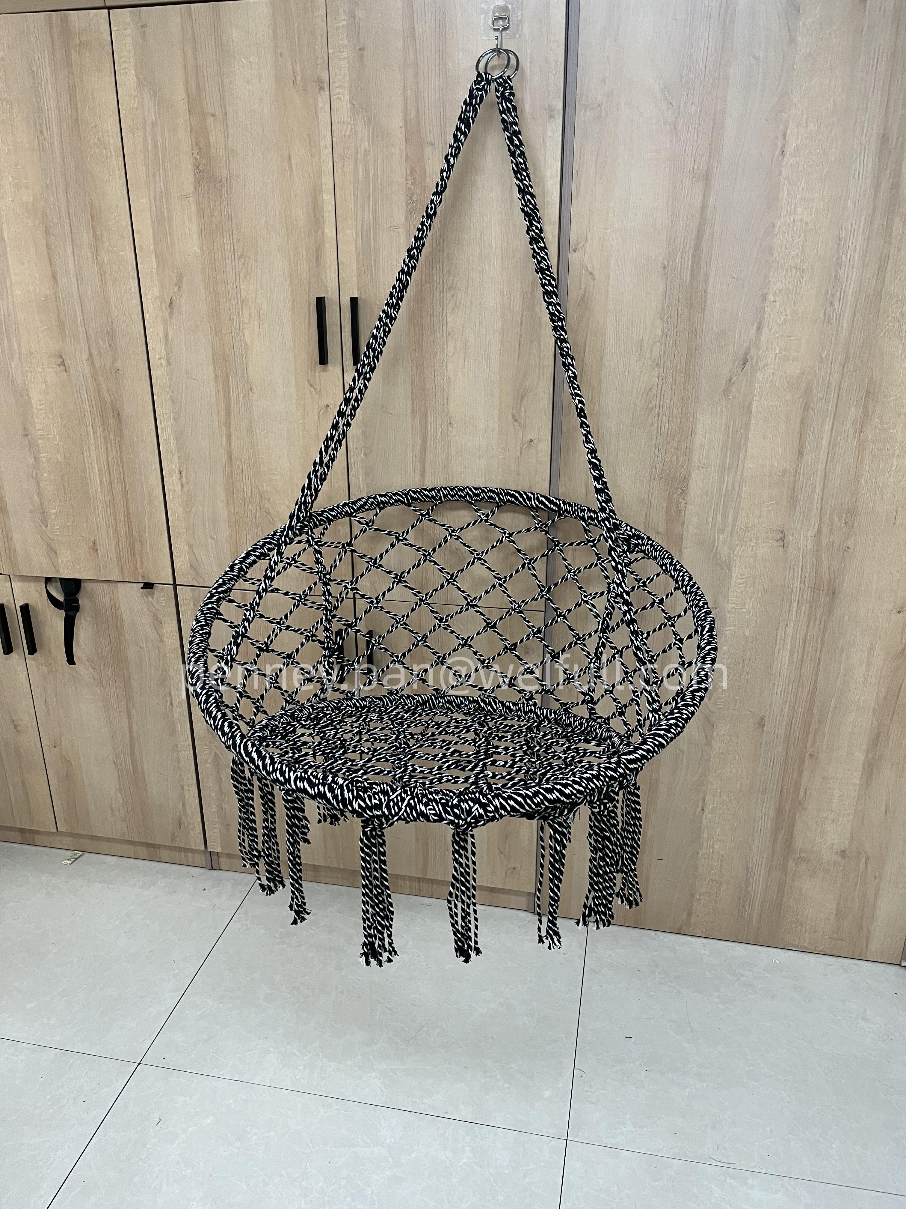 Outdoor Garden Round Swing Macrame Knitted Mesh Rope Porch Swing Hanging Hammock Swing Chair