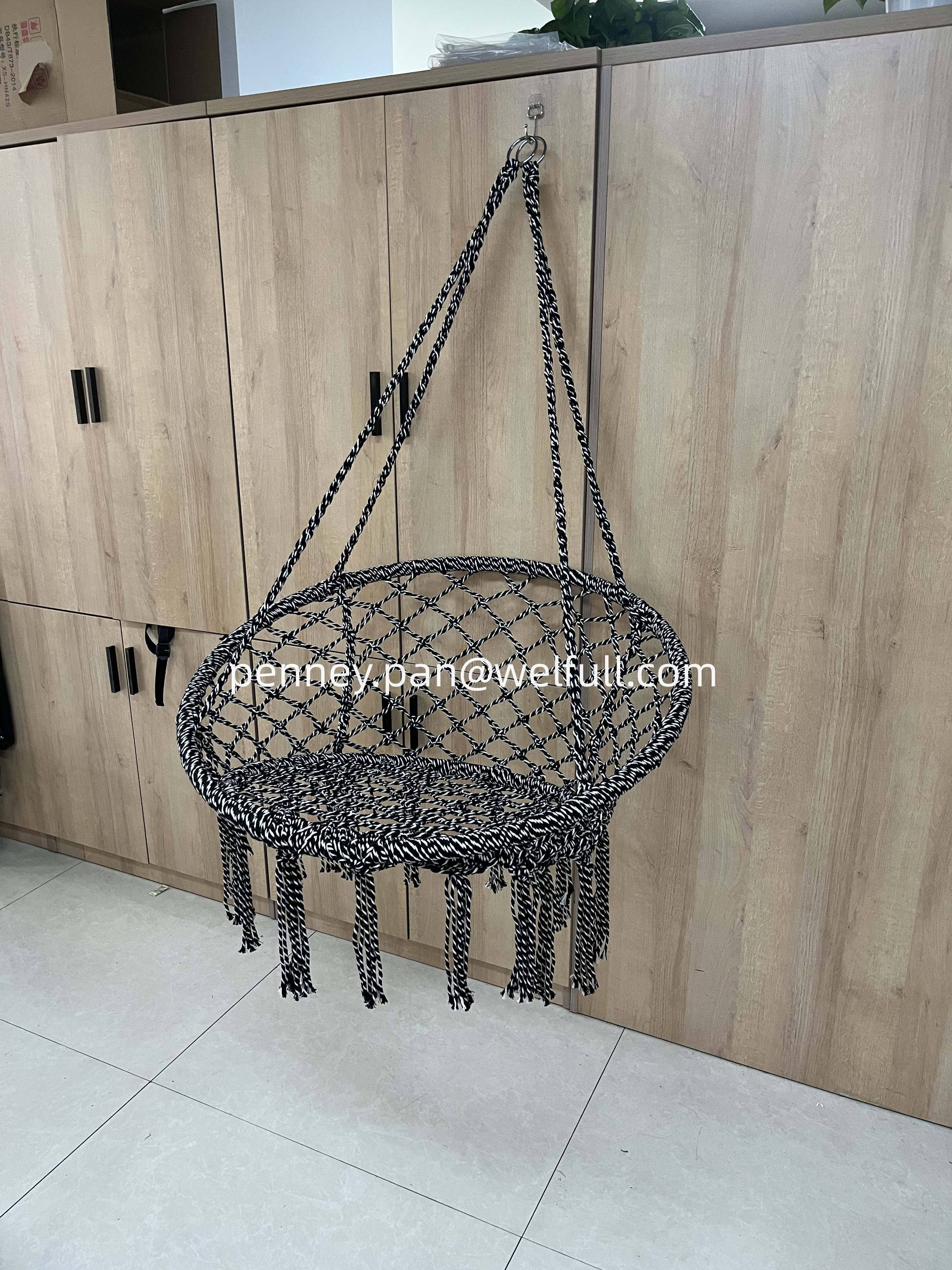 Outdoor Garden Round Swing Macrame Knitted Mesh Rope Porch Swing Hanging Hammock Swing Chair