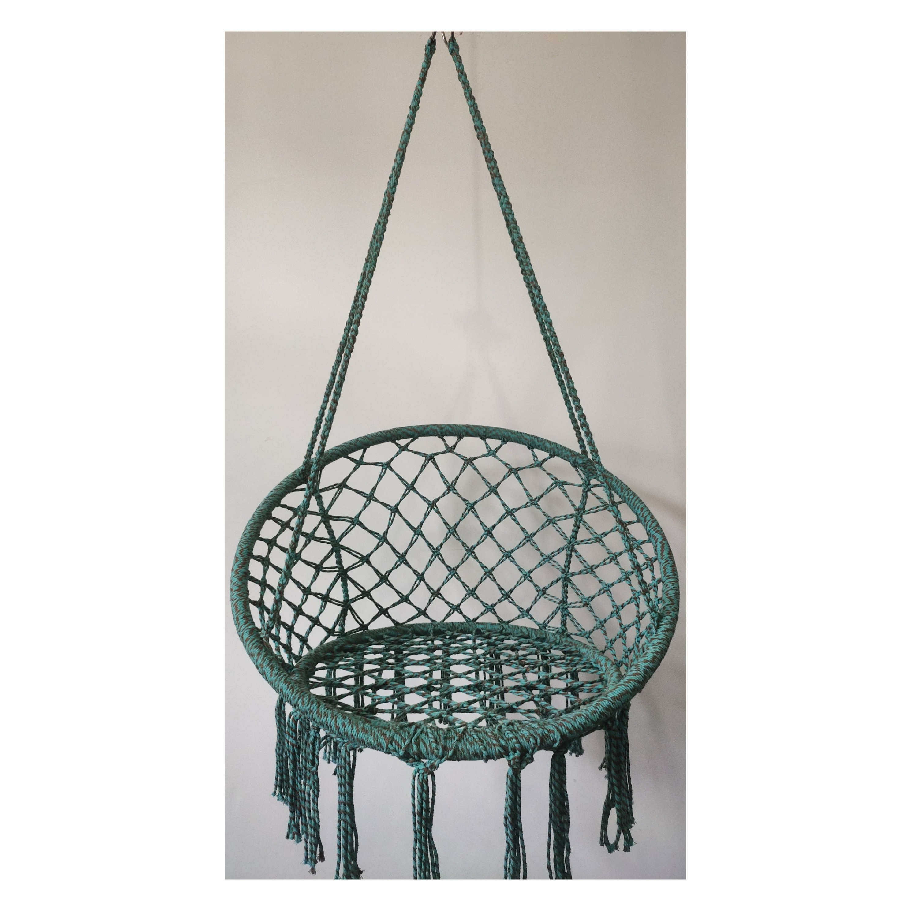 Outdoor Garden Round Swing Macrame Knitted Mesh Rope Porch Swing Hanging Hammock Swing Chair