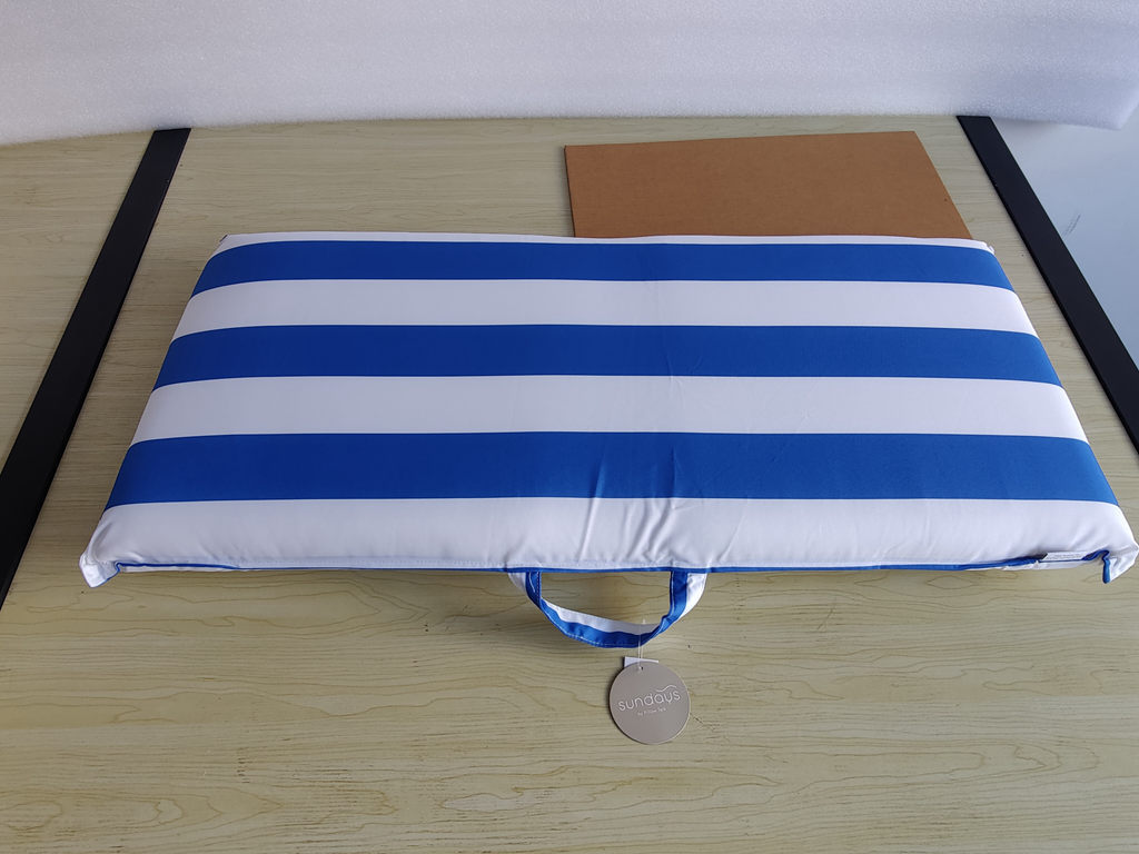 Outdoor Cabana Navy Blue  Striped Outdoor Hinged Seat Cushion Striped Chaise Lounge Cushion