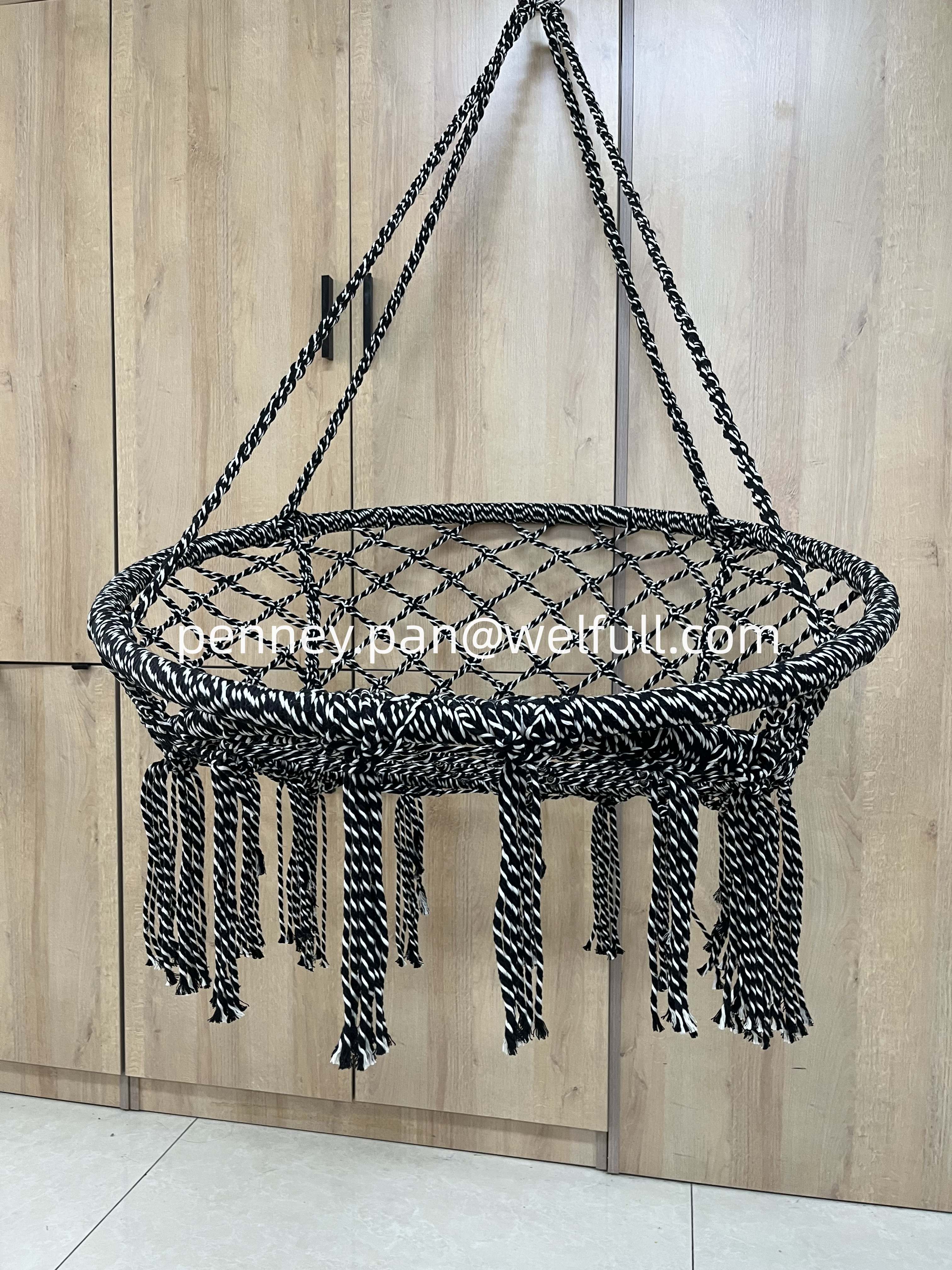 Outdoor Cotton Rope Hanging SWING Chair Balcony Cradle Chair Indoor Homestay Tassel Swing Hanging Basket