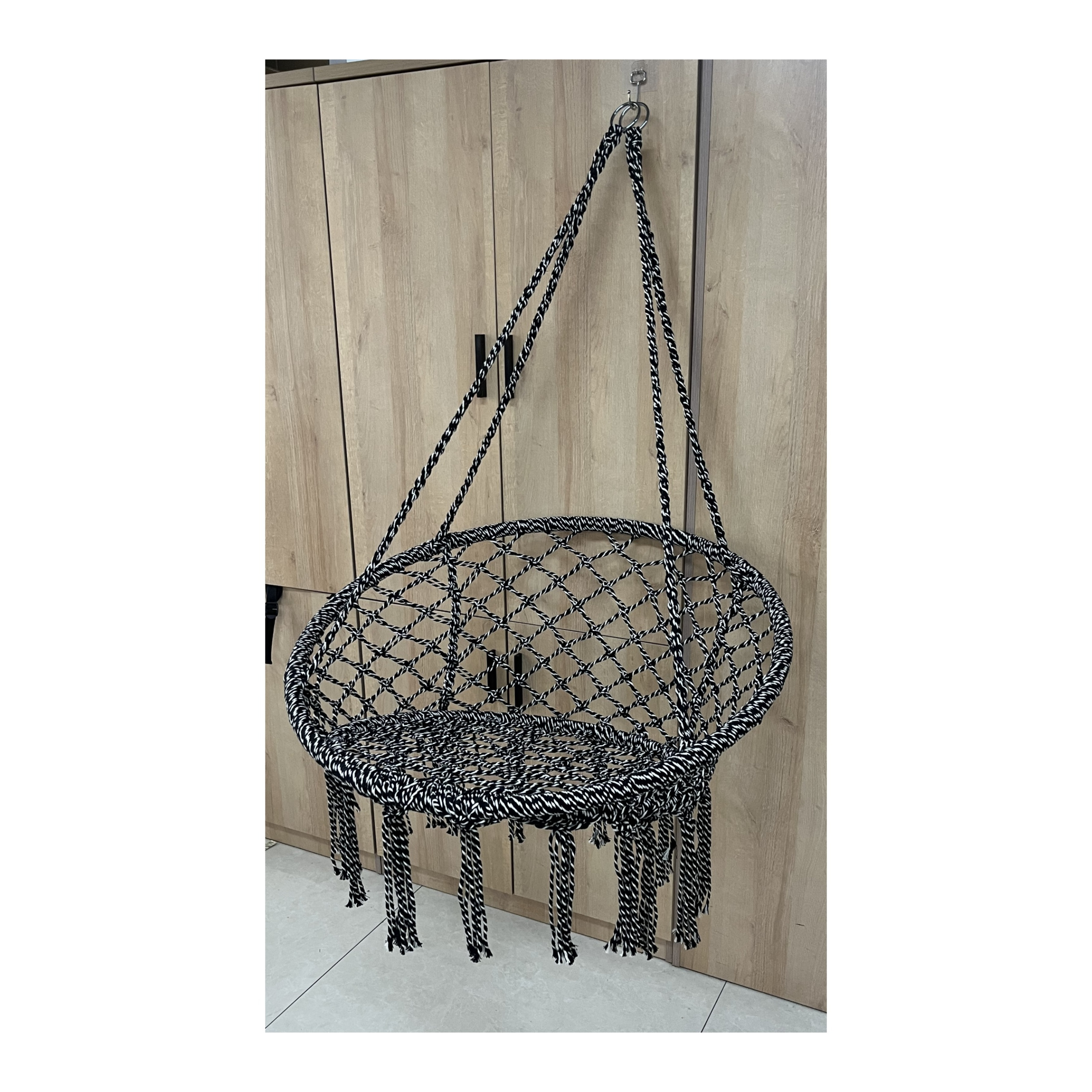 Outdoor Cotton Rope Hanging SWING Chair Balcony Cradle Chair Indoor Homestay Tassel Swing Hanging Basket