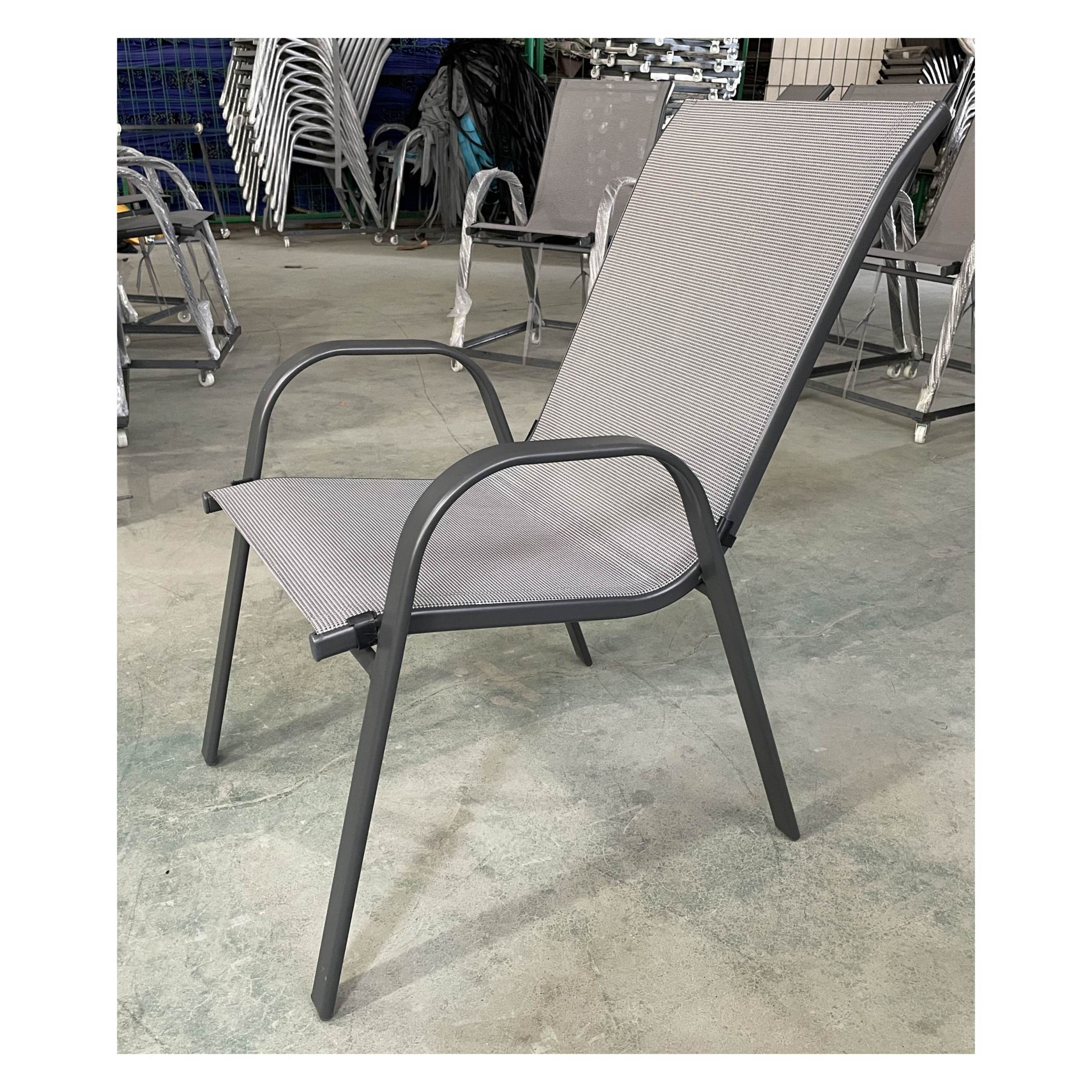 OEM  Outdoor Patio Dining Chair Sling Fabric Outdoor Sling Stack Chair with Metal Frame