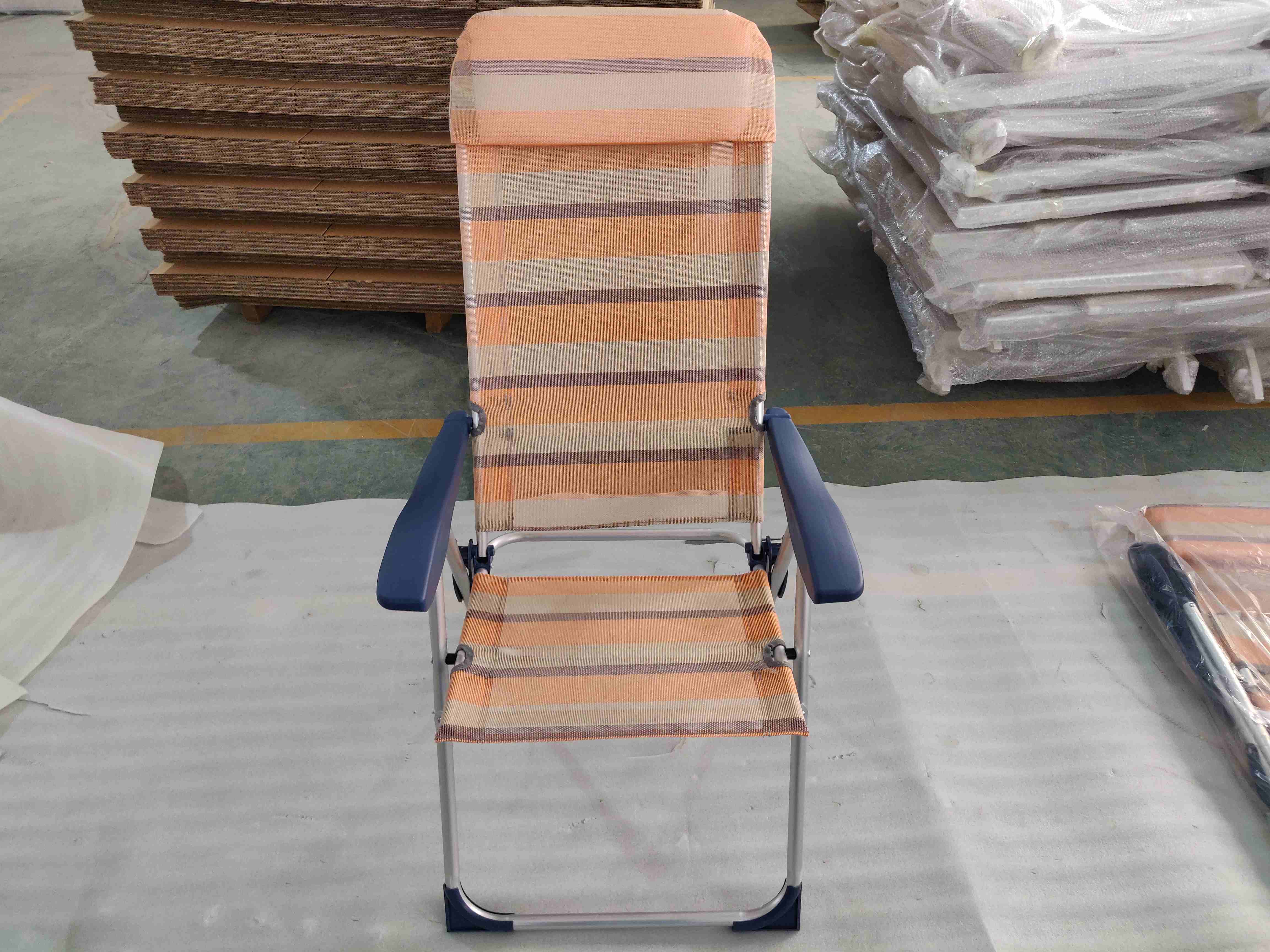 Outdoor Aluminum Reliable Tilting Reclining Comfort  Lounge High Back Foldable Folding Beach Chair