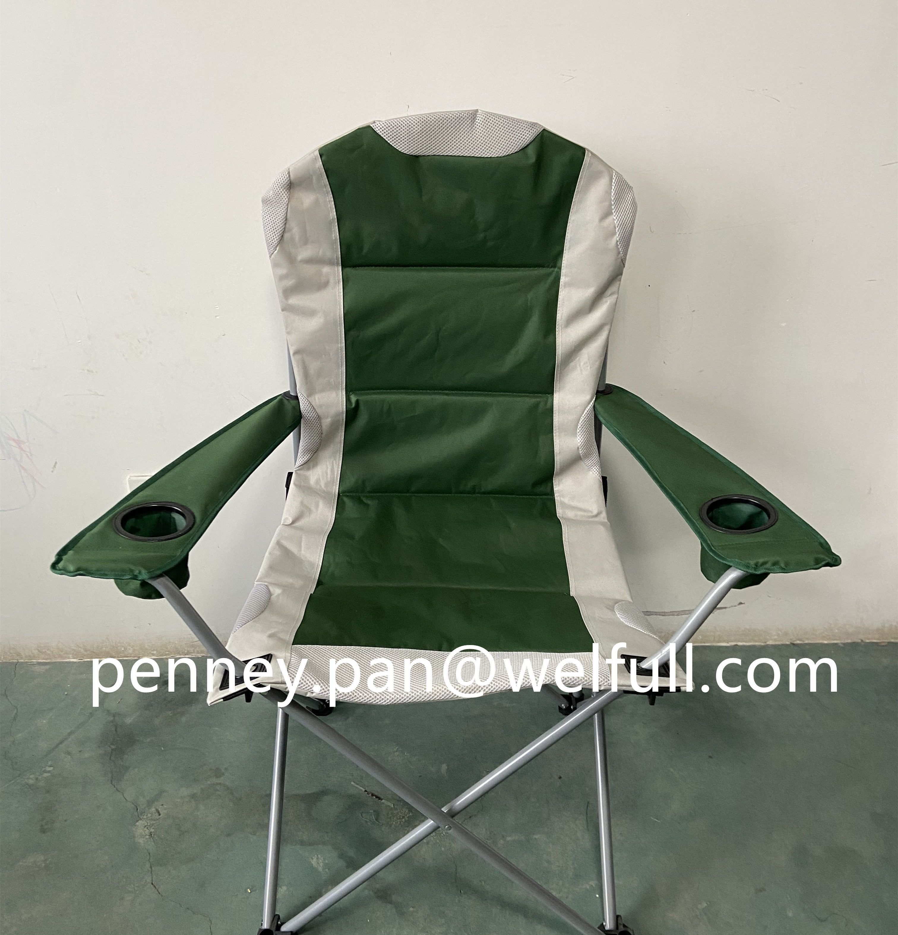 Outdoor High Back Premium Stripe Camp Padded Camping Folding Reclining Camp Chair