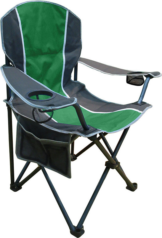 Outdoor Furniture Foldable Garden Oversized  Deluxe Heavy Duty Steel Frame Quad  Camping Chair With Cup Holder