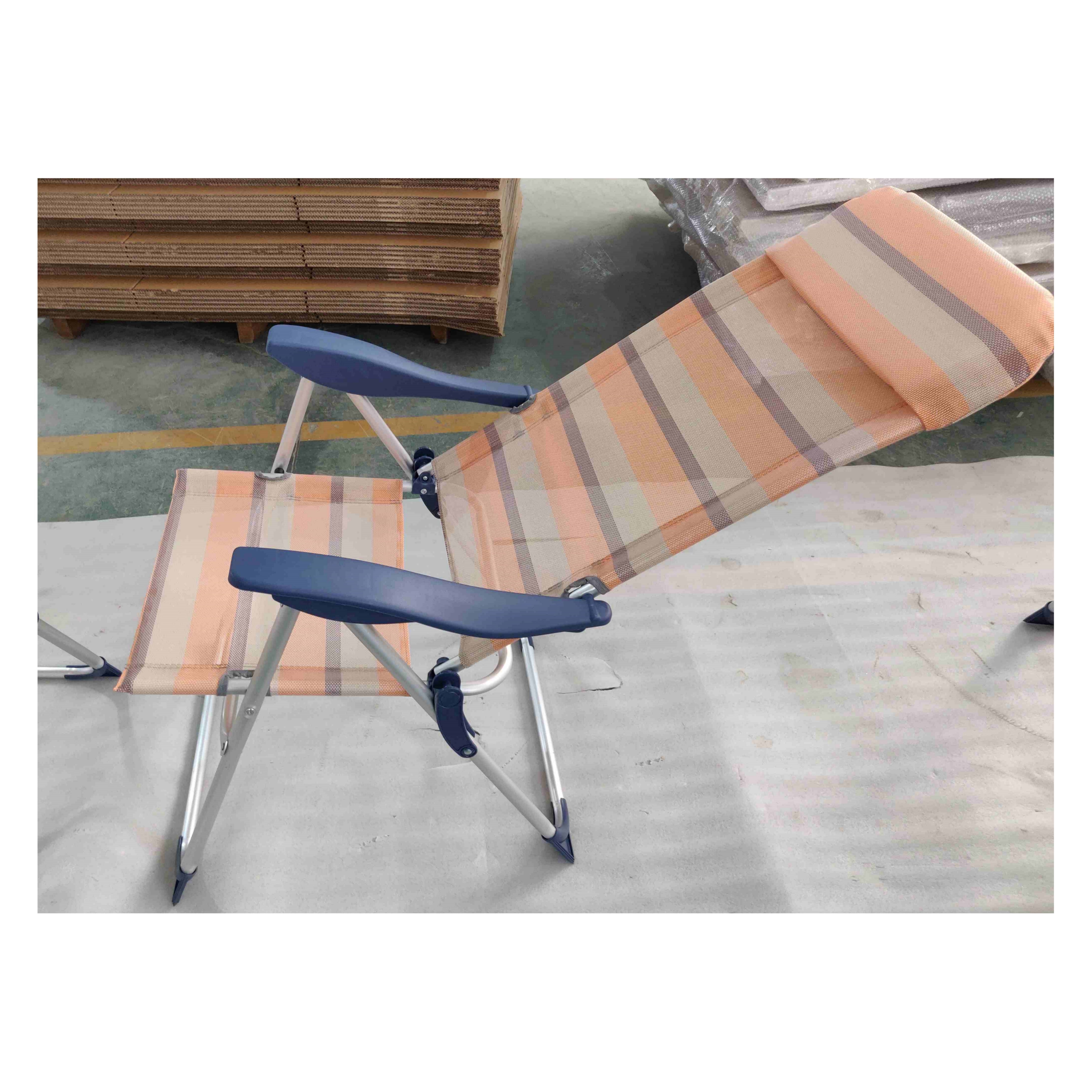 Outdoor Aluminum Reliable Tilting Reclining Comfort  Lounge High Back Foldable Folding Beach Chair