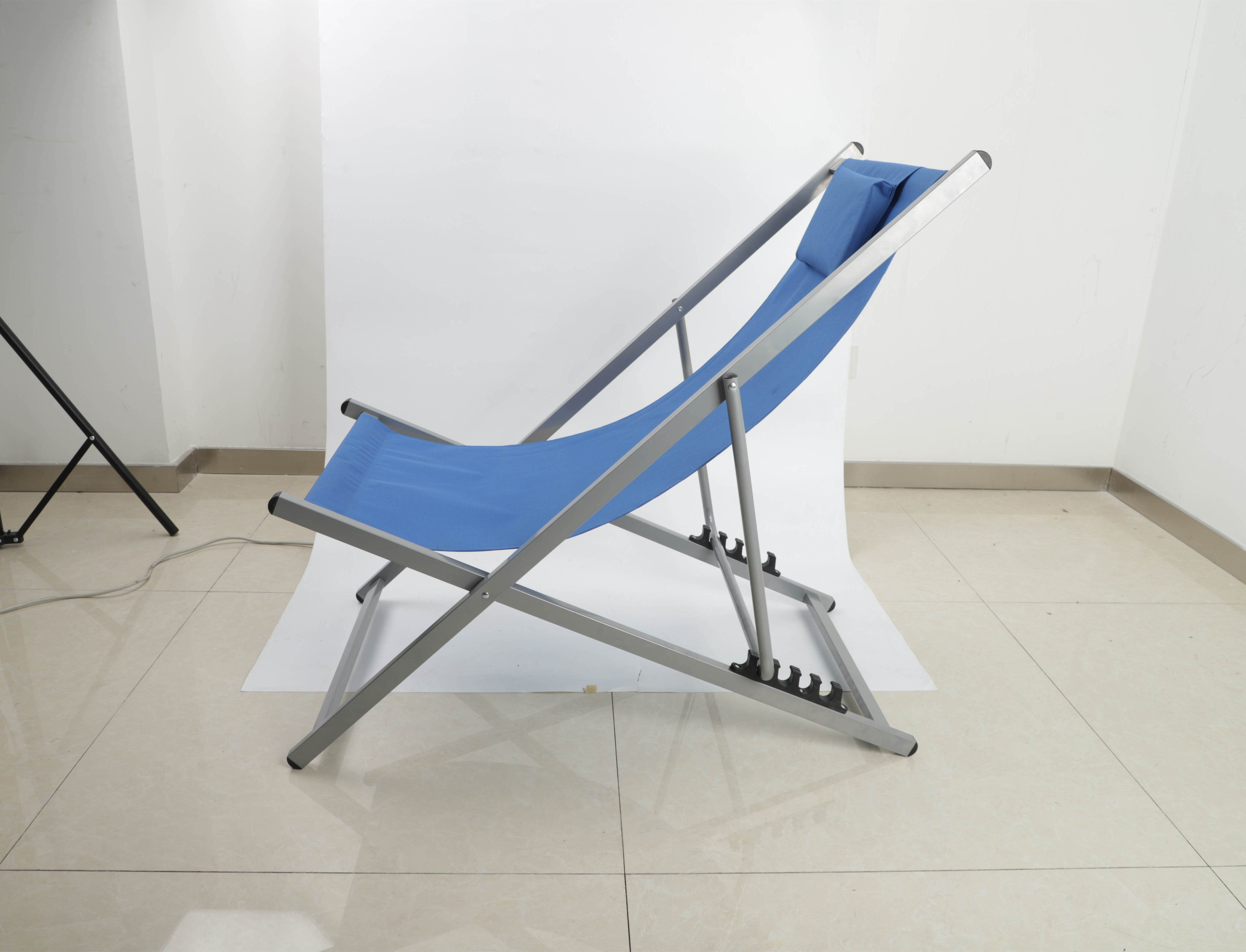 lidl Outdoor Aluminum beach Sling lounge chair foldable  Folding Lounge Beach Chair With Headrest