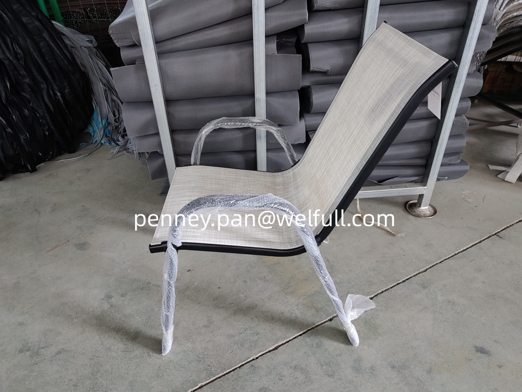 OEM  Outdoor Patio Dining Chair Sling Fabric Outdoor Sling Stack Chair with Metal Frame