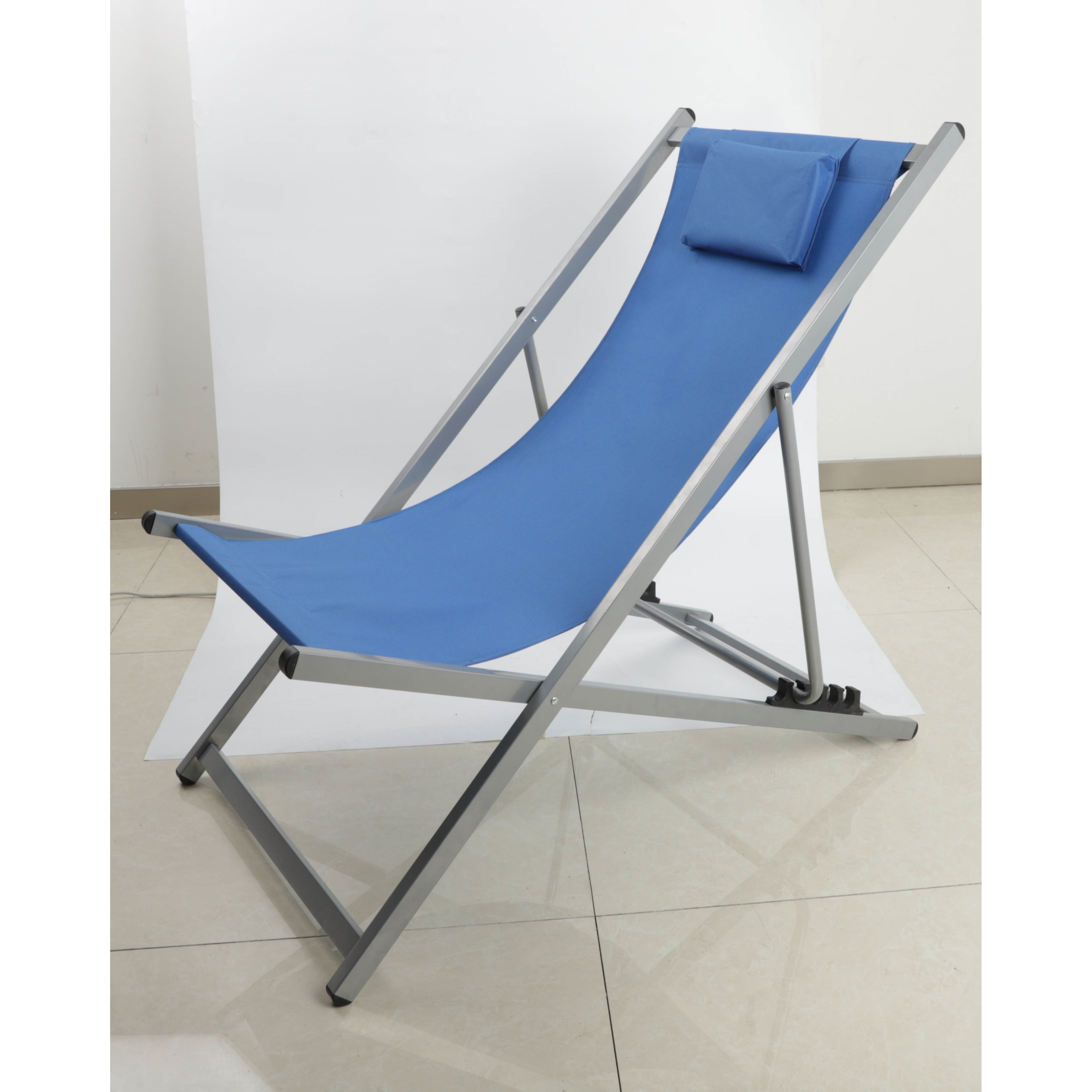 lidl Outdoor Aluminum beach Sling lounge chair foldable  Folding Lounge Beach Chair With Headrest