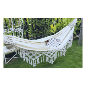 Patio Beach Yard Garden  Deluxe  One Person Cotton Canvas White  Hammock Hanging Chair Swing  Hammock