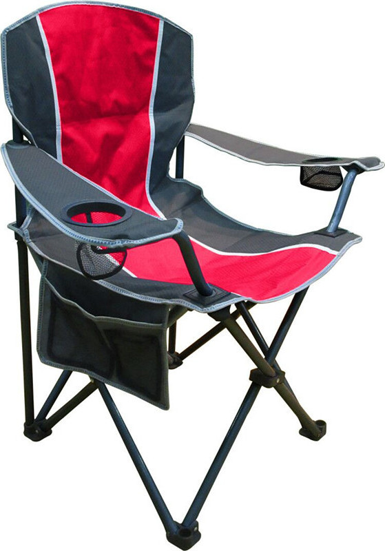 Outdoor Furniture Foldable Garden Oversized  Deluxe Heavy Duty Steel Frame Quad  Camping Chair With Cup Holder