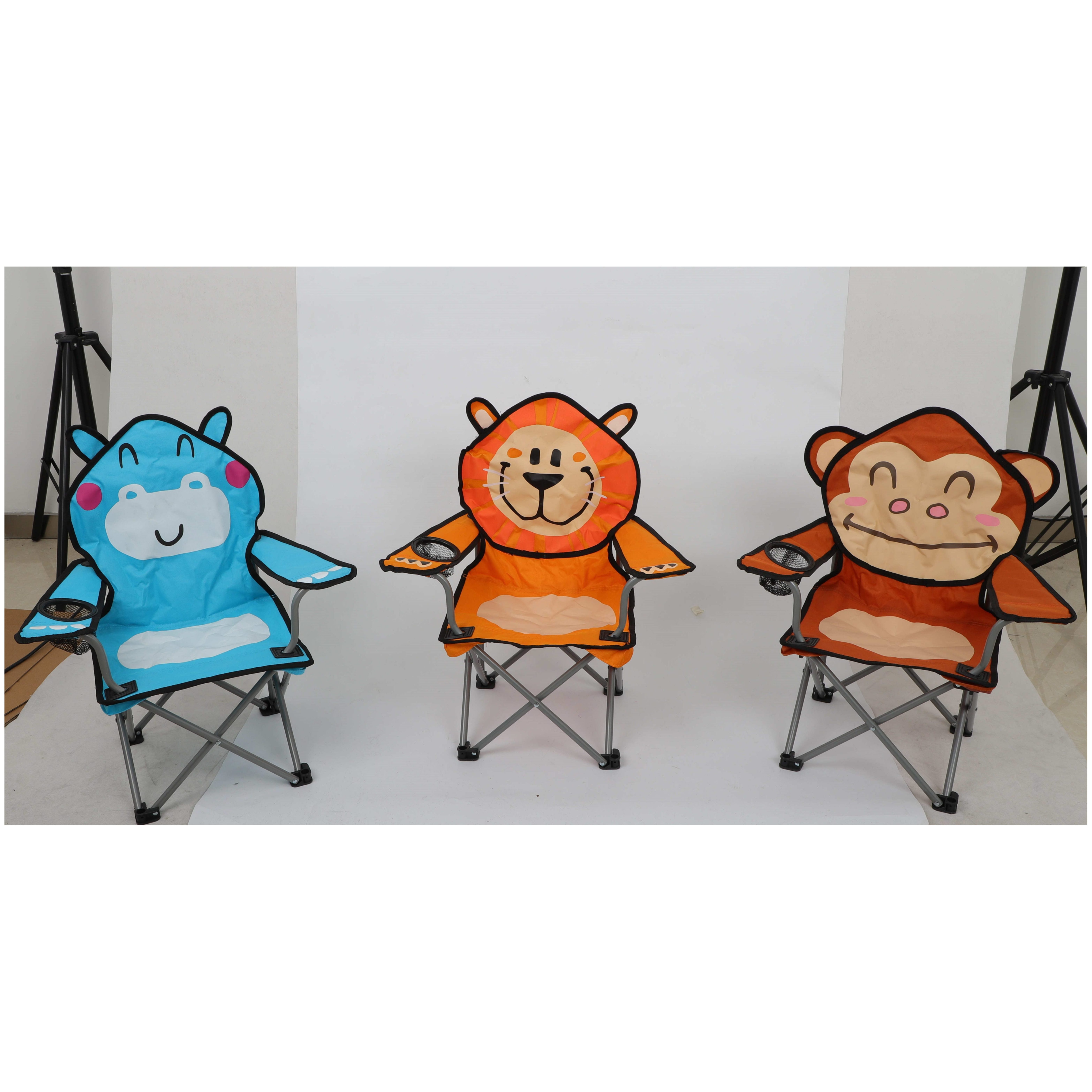 Customized Wholesale Outdoor Cartoon Design Small Armrest Folding Children Kids Animal Camping Chairs