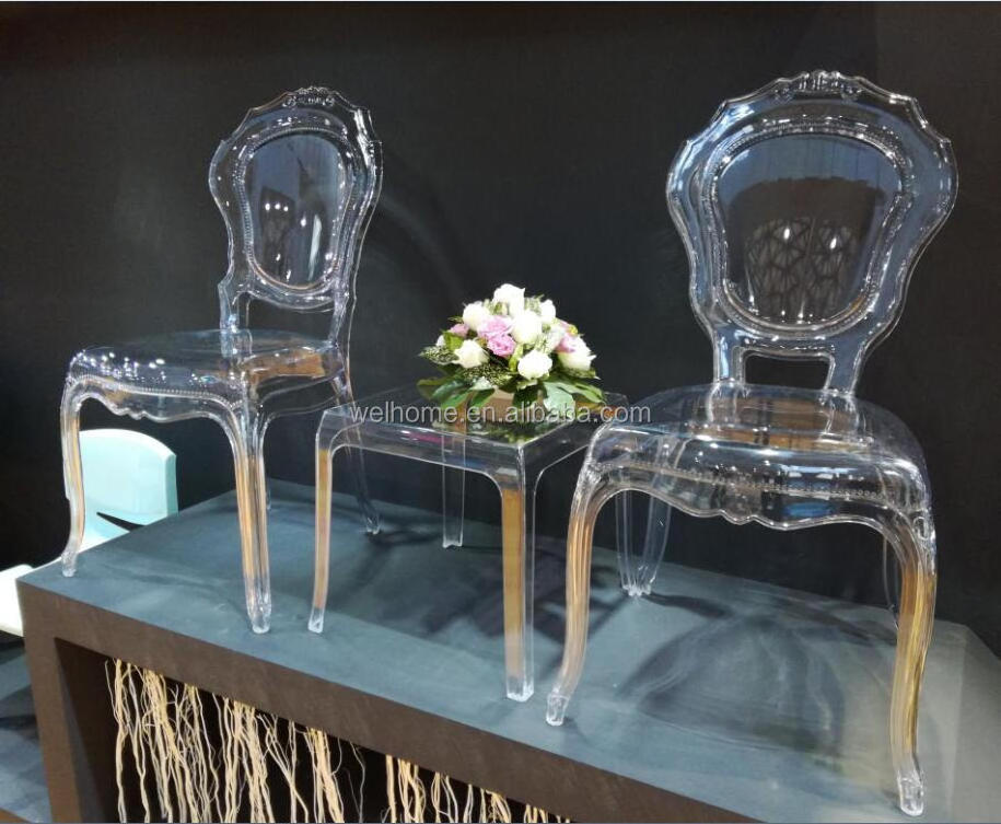 Gorgeous stackable transparent polycarbonate wedding banquet crown chair