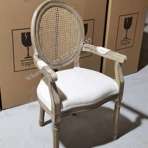 Factory Wholesale Cane Back Louis Armchair Luxury Vintage Dining Chair Modern Hotel Furniture