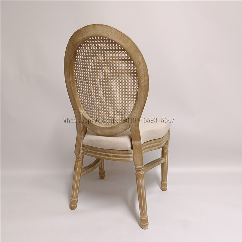 Wooden Oval Rattan Back Louis Chair with removable cushion