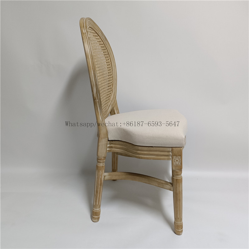 Wooden Oval Rattan Back Louis Chair with removable cushion