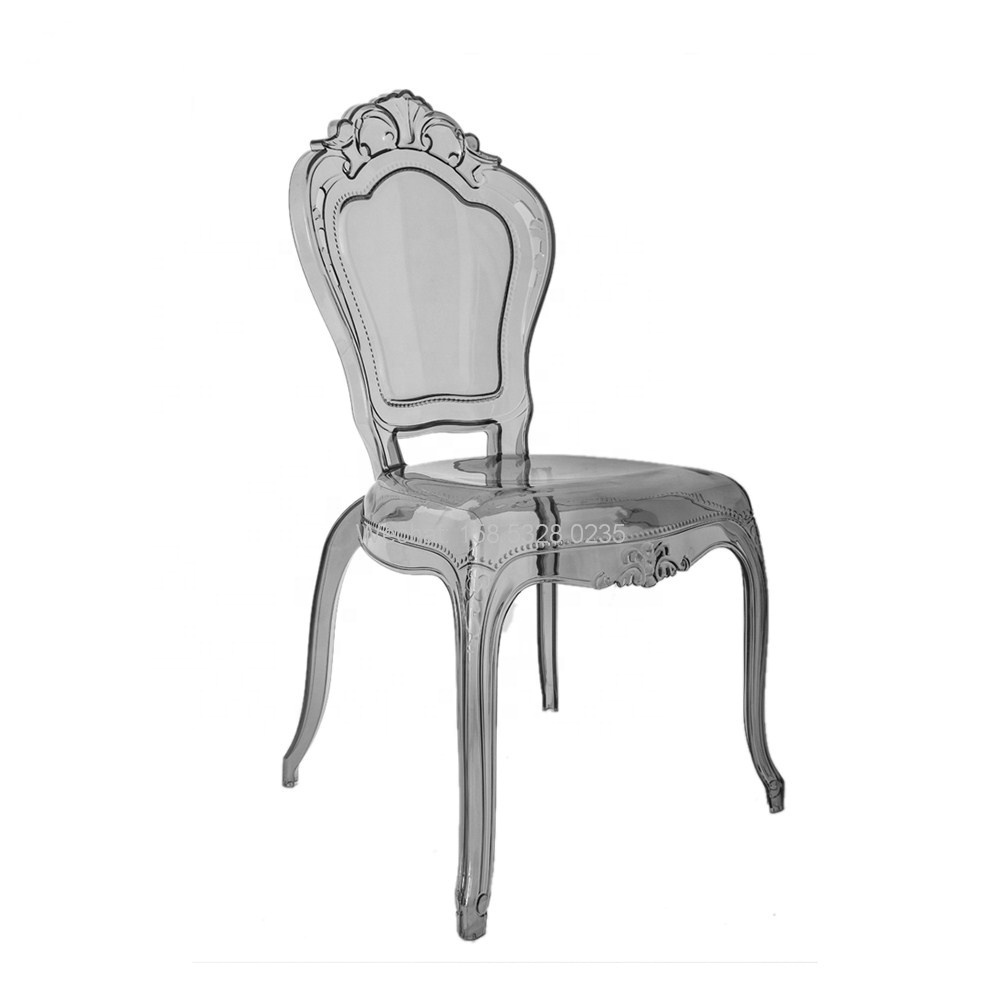 Modern royal plastic acrylic stacking  Bella chair transparent black wedding princess chairs