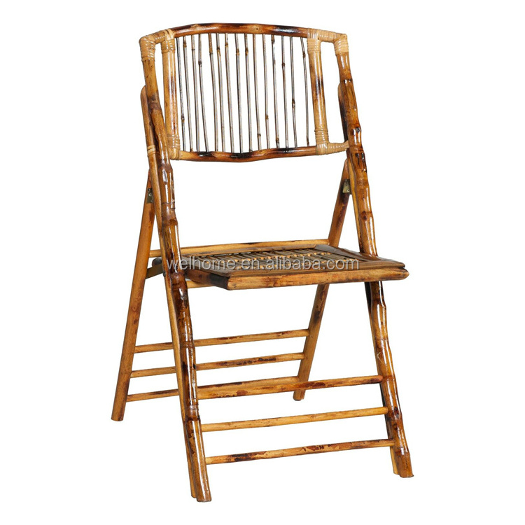 wedding bamboo folding chair in with white cushion