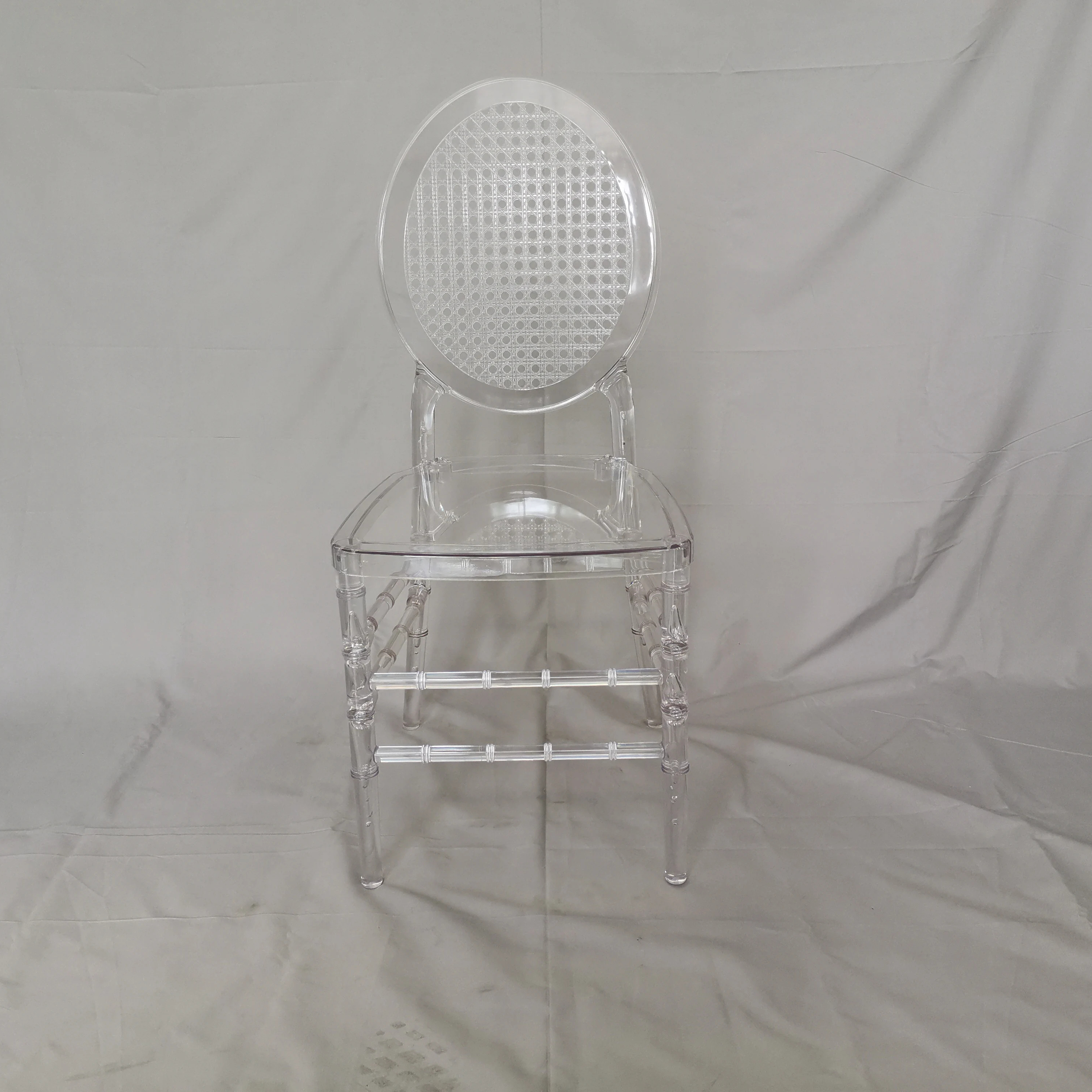 Wholesale Stackable Clear Resin Acrylic Chavari Chairs Hotel Round Back Plastic Events Wedding Transparent Chiavari Chair