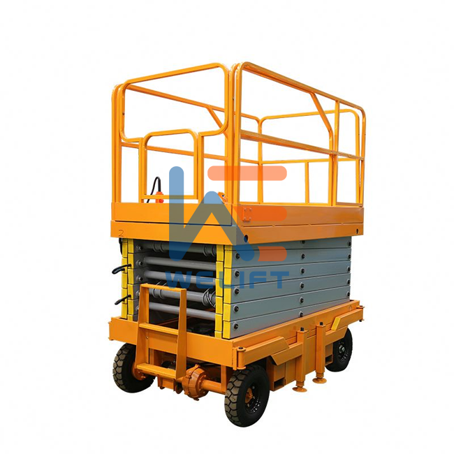 4-20m Lifting Height Trailer Pneumatic tires Mobile Scissor lift table with free spare parts