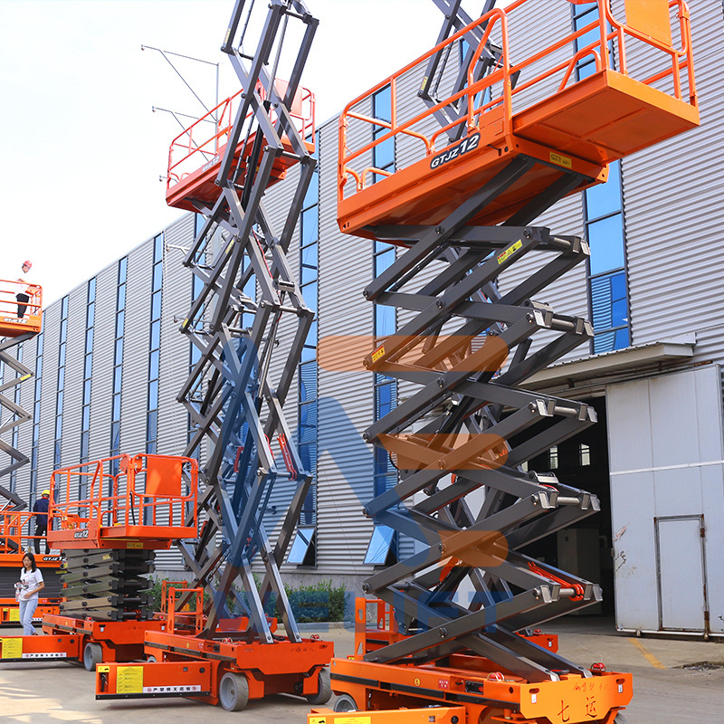 300kg 6-14m Self-propelled battery power hydraulic aerial work scissor lift table with Four tires