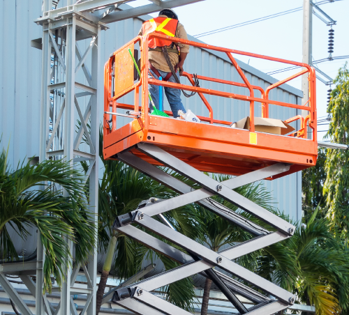 Top quality 4-14m 320kg 450kg load hydraulic automatic electric scissor lift platform with outriggers