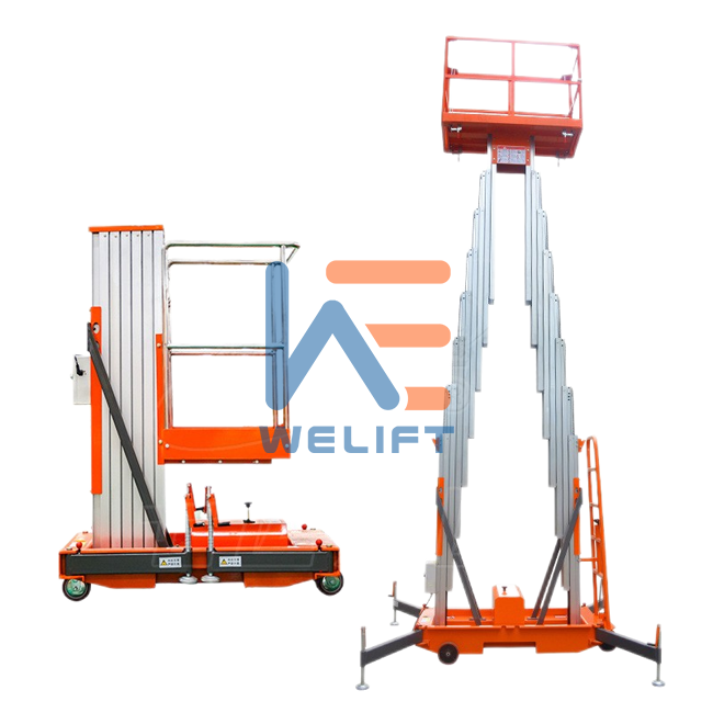 10m Mobile lifting / Telescopic ladders one column Mobile single / double mast personal man lift home cleaning