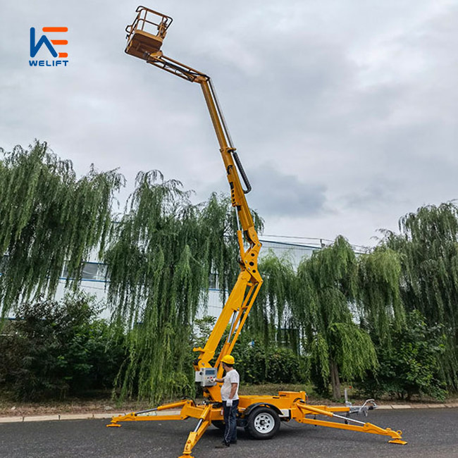 360 degree rotatable trailer spider lift hydraulic towable boom lift articulating cherry picker with CE