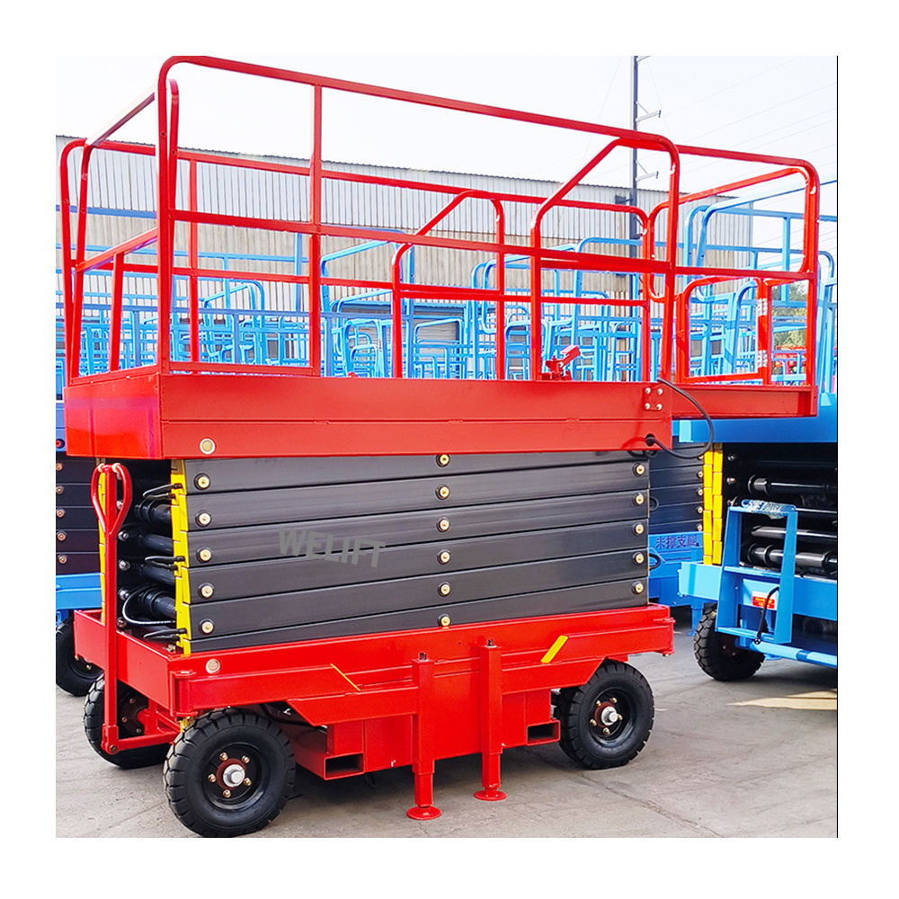 300kg 6m 8m 10m hydraulic skylift trailer electric lift platform andamios elctricos scissor lift with outrigger