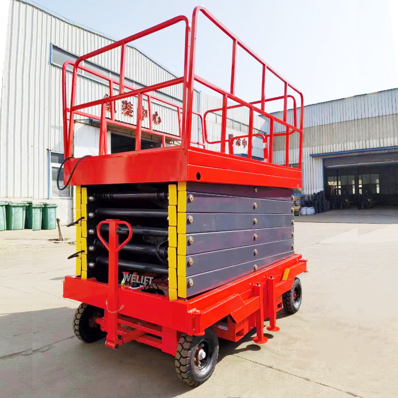 300kg 6m 8m 10m hydraulic skylift trailer electric lift platform andamios elctricos scissor lift with outrigger