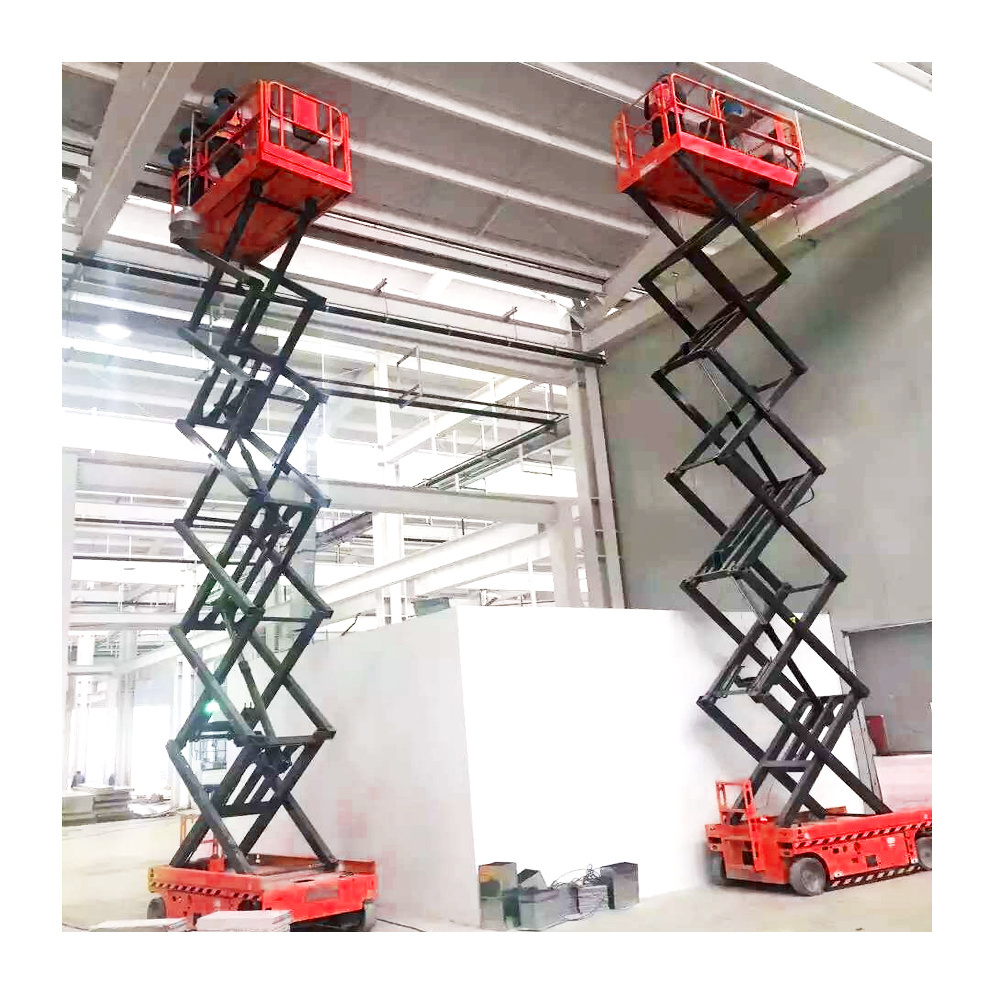 6-14M 320KG Self-propelled Electric Scaffold LiftingSelf-driven Battery Electric Scissor Lift for Warehouse and clean buildings