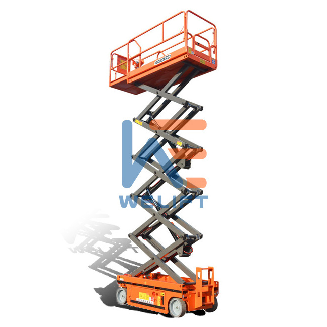 Top quality 4-14m 320kg 450kg load hydraulic automatic electric scissor lift platform with outriggers