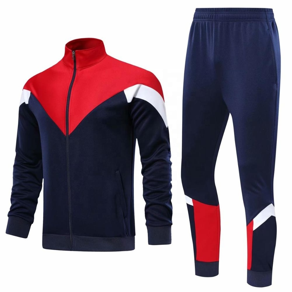 Custom european football jerseys red white soccer sweatsuit fitness long pant men women sports tracksuit