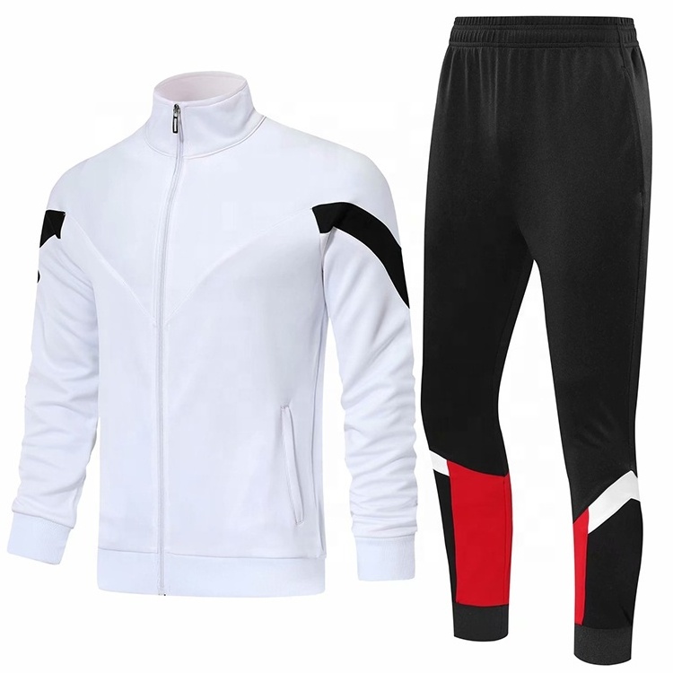 Custom european football jerseys red white soccer sweatsuit fitness long pant men women sports tracksuit