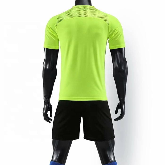 Neon green soccer jersey set dry fit football kits high quality blank sports jersey