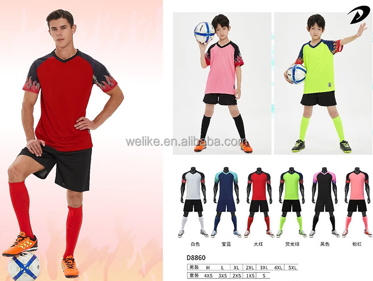 Custom OEM Logo Men Team Sublimation Sports Soccer Wear Green Youth T Shirts and Shorts Uniform Cheap Football Jersey