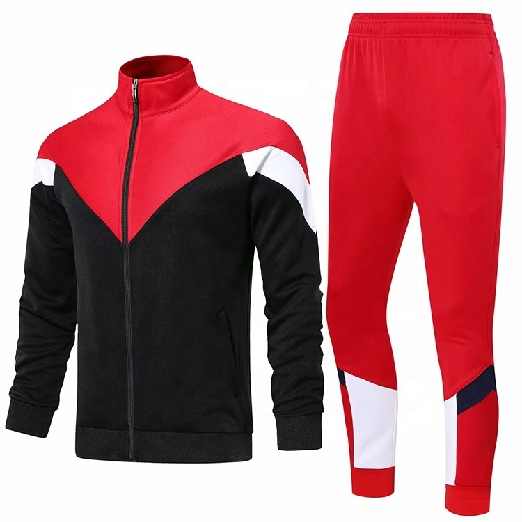 Custom european football jerseys red white soccer sweatsuit fitness long pant men women sports tracksuit