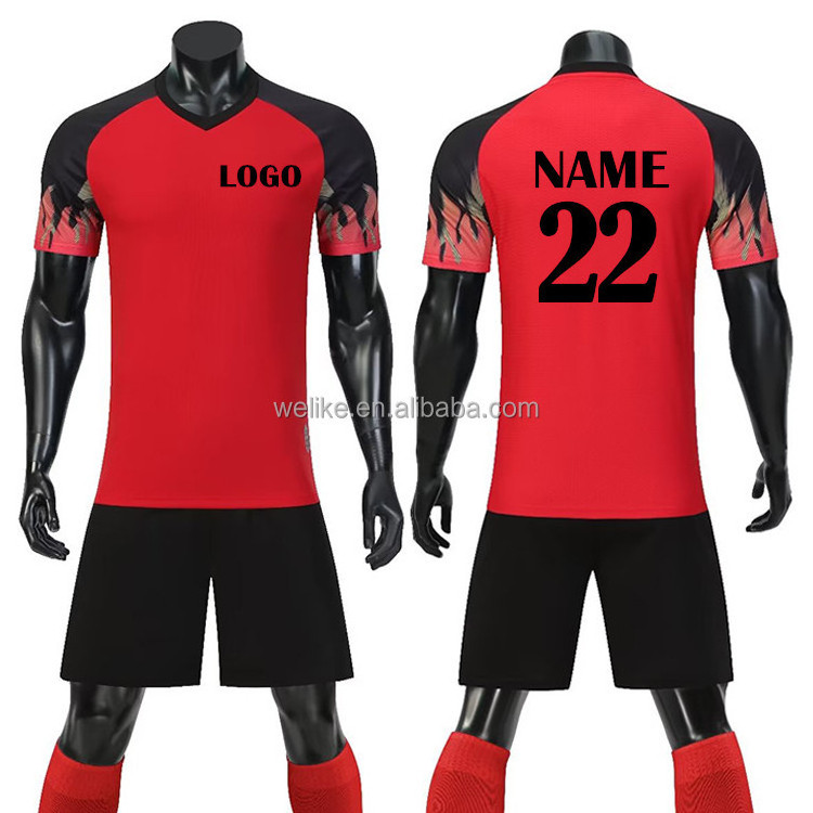 Custom OEM Logo Men Team Sublimation Sports Soccer Wear Green Youth T Shirts and Shorts Uniform Cheap Football Jersey