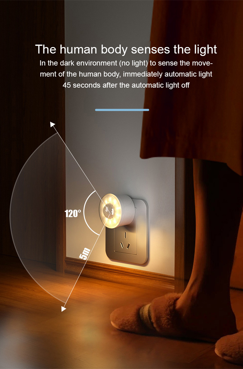 Intelligent human body sensing light control socket plug led small night light aisle automatic stairway toilet smart led light