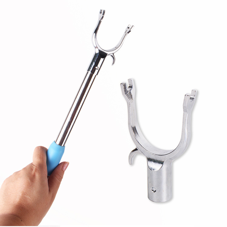 customize manufacturer Multifunctional stainless steel aluminum alloy telescopic Adjustable pole drying clothes fork hanger